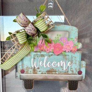 Rustic Welcome Sign with Floral Accents